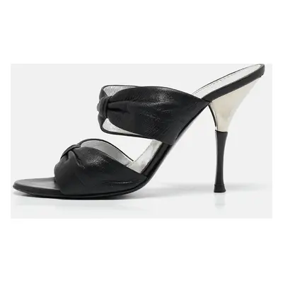 Casadei Black Leather Slide Sandals Size