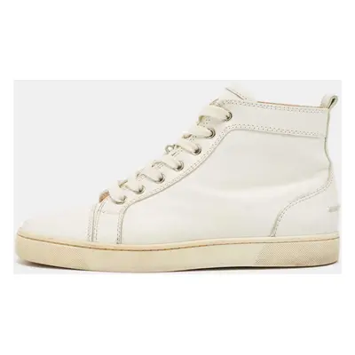 Christian Louboutin White Leather Louis High Top Sneakers Size