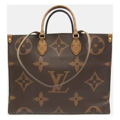 Louis Vuitton Beige Brown Monogram Reverse On The Go GM Shoulder Bag