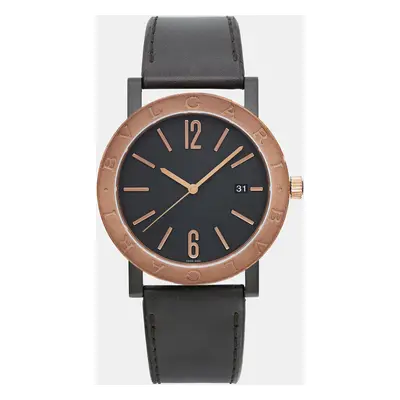 Bvlgari Black Steel Bronze Solotempo Automatic Men's Wristwatch