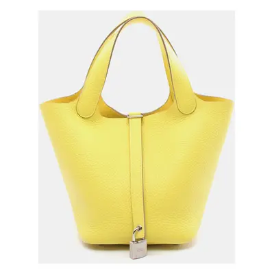 Hermes Yellow Leather Picotin Lock PM Handbag