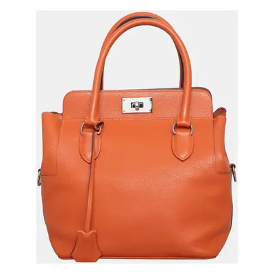 Hermes Orange Clemence Leather Toolbox Bag