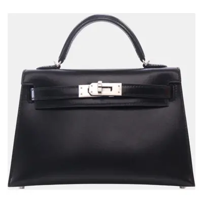 Hermes Noir Box Calf Leather Kelly Bag