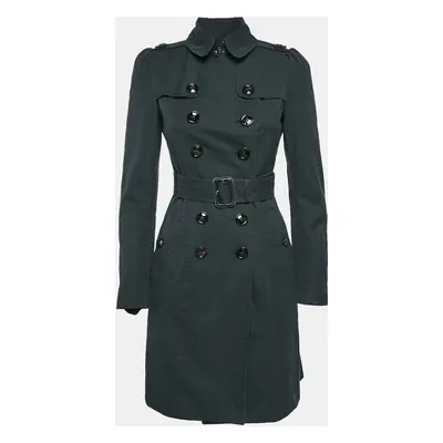 Burberry Navy Blue Gabardine Double Breasted Trench Coat