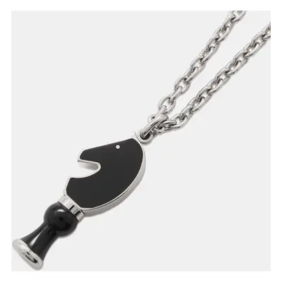 Hermes Kavalier Necklace Black Metal