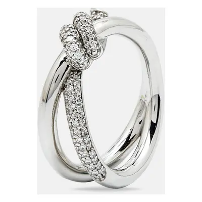 Tiffany & Co. Tiffany Knot Double Row Diamond 18k White Gold Ring Size