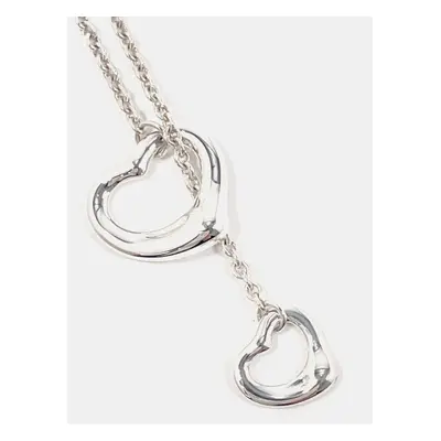 Tiffany & Co. Sterling Silver Elsa Peretti Open Heart Lariat Necklace