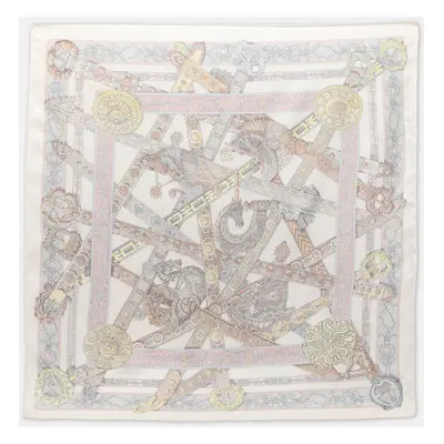 Hermes Cream Le Songe De La Licorne Printed Silk Scarf