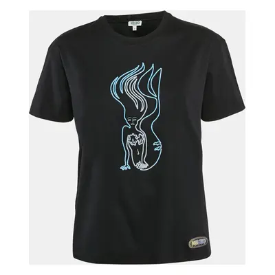 Kenzo Black Mermaid Embroidery Cotton Crew Neck T-shirt