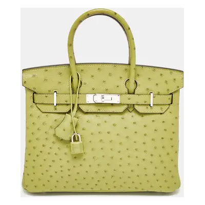 Hermes Vert Anis Ostrich Palladium Finish Birkin Bag