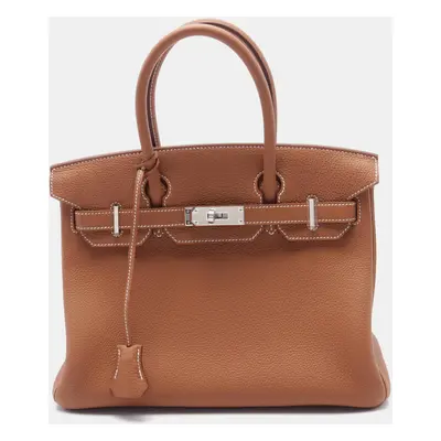 Hermes Brown Togo Leather Birkin Tote Bag