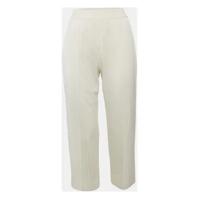 Loro Piana Off-White Silk Blend Rib Knit Trousers