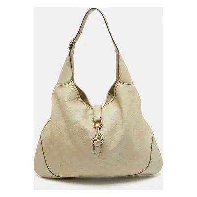 Gucci Cream Guccissima Leather Large New Jackie Hobo