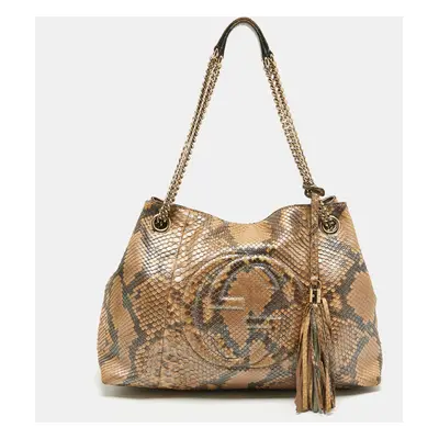 Gucci Beige Python Medium Chain Soho Shoulder Bag