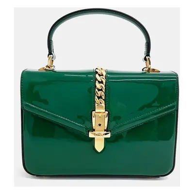 Gucci Patent Sylvie Mini Top Handle Bag