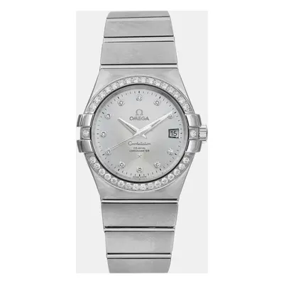 Omega Silver Stainless Steel Diamond Constellation 123.15.35.20.52.001 Automatic Women's Wristwa