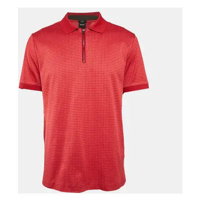 Boss By Hugo Boss Red Houndstooth Jersey Slim Fit Polo T-Shirt