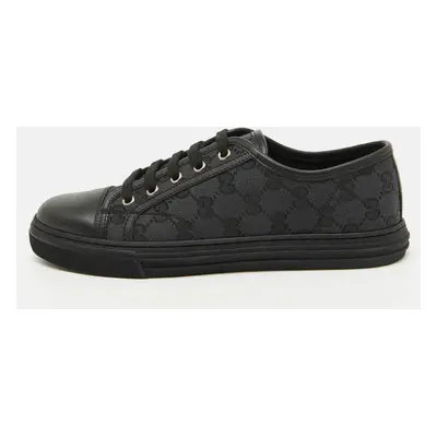 Gucci Black GG Canvas and Leather Low Top Sneakers Size 40.5