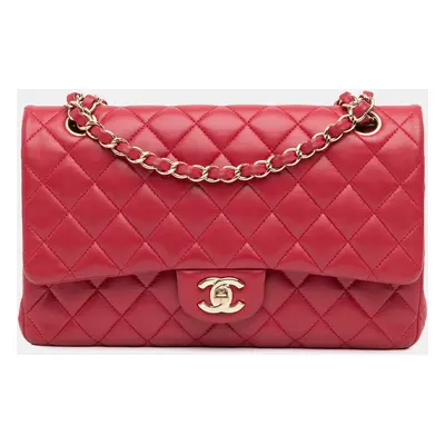 Chanel Red Medium Classic Lambskin Double Flap