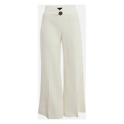 Marni Off-White Textured Wool Blend Wide Leg Pants