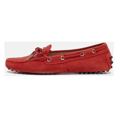 Tod's Red Suede Penny Loafers Size 38.5