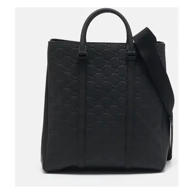 Gucci Black Rubber Effect Guccissima Leather Tote