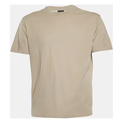 Emporio Armani Beige Textured Knit Crew Neck T-Shirt