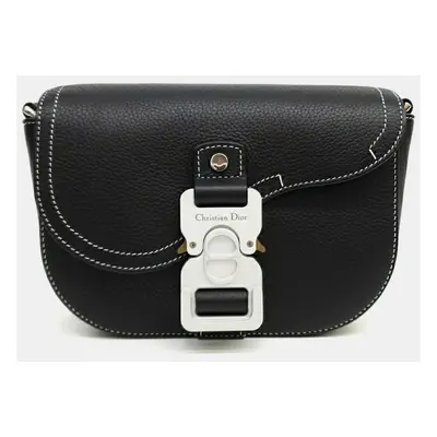 Dior Black Leather Saddle Mini Messenger Bag