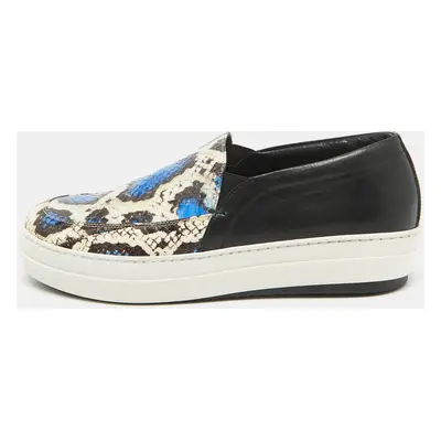 McQ by Alexander McQueen Tricolor Python Leather Slip On Sneakers Size