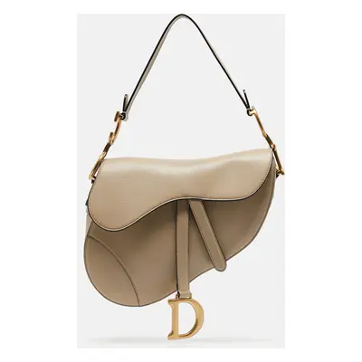 Dior Beige Leather Saddle Bag