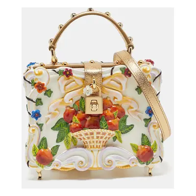 Dolce & Gabbana Gold Acrylic and Leather Fruit basket Dolce Box Top Handle Bag