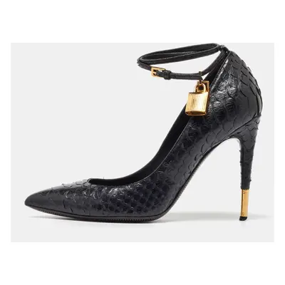 Tom Ford Black Python Leather Padlock Pumps Size