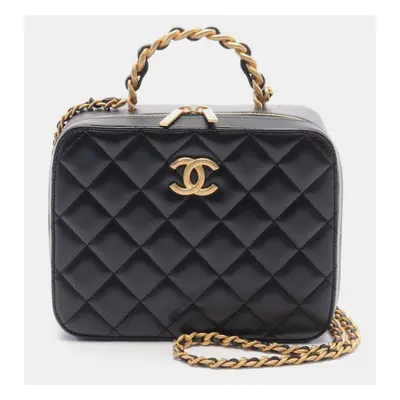 Chanel Black Lambskin Leather Chain Shoulder Bag