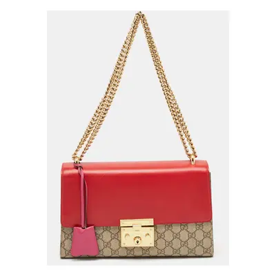 Gucci Multicolor GG Supreme Canvas and Leather Medium Padlock Shoulder Bag