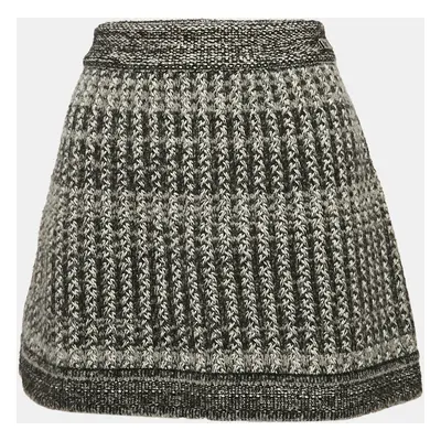 Chanel Black/White Patterned Wool Blend Knit Mini Skirt