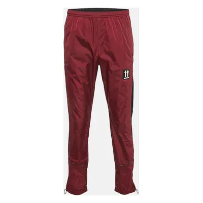 Off-White Dark Red Nylon Zip-Up Detail Joggers