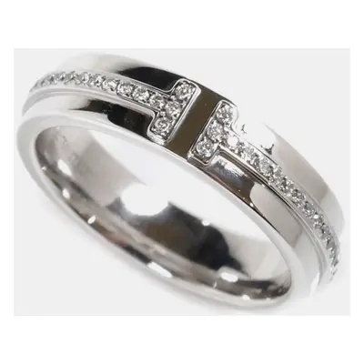 Tiffany & Co. 18K White Gold and Diamond T Band Ring EU