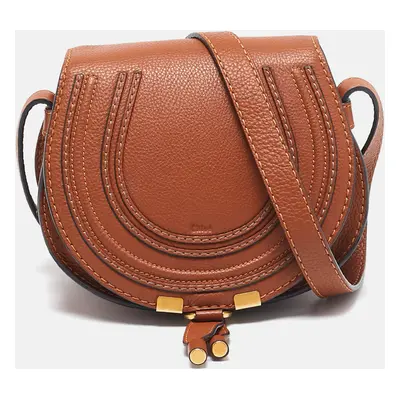 Chloe Brown Leather Mini Marcie Crossbody Bag