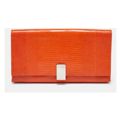 Ralph Lauren Orange Lizard Flap Clutch