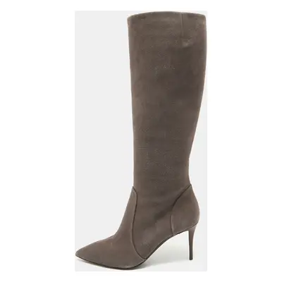 Giuseppe Zanotti Grey Suede Pointed Knee Length Boots Size