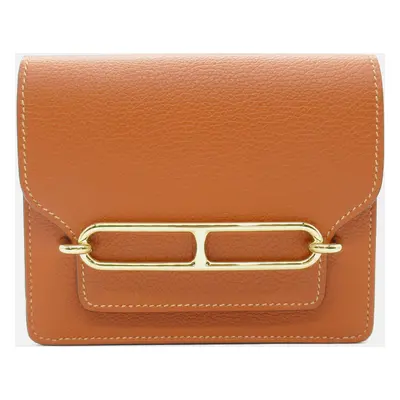 Hermes Brown Leather Slim Short Wallet