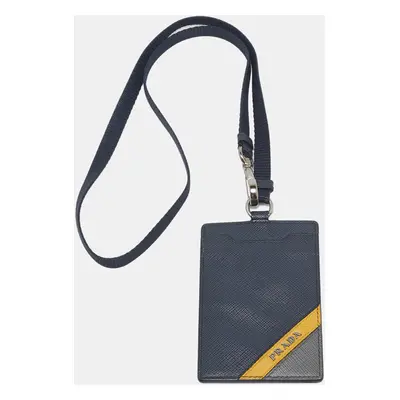 Prada Multicolor Saffiano Stripe Leather Badge Holder