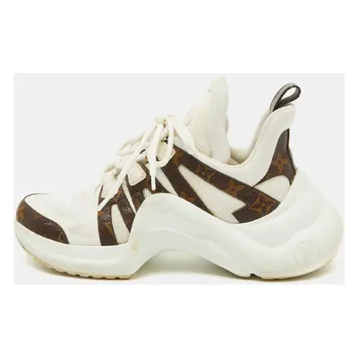 Louis Vuitton White Leather and Monogram Canvas Archlight Sneakers Size 38.5