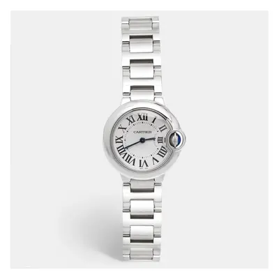 Cartier Silver Stainless Steel Ballon Bleu W69010Z4 Women's Wristwatch