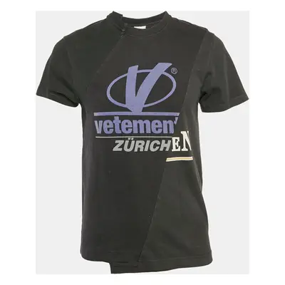 Vetements Black Printed Jersey Reconstructed Zürich T-Shirt