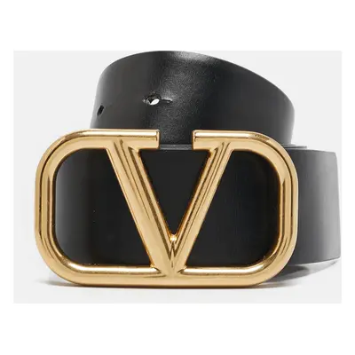 Valentino Black/Beige Leather VLogo Reversible Belt 90CM