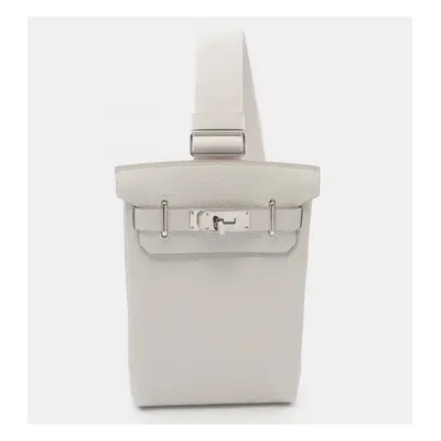 Hermes White Leather Kelly Accado PM Waist Bag