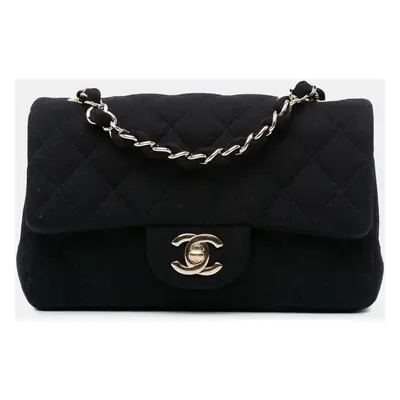 Chanel Black Mini Rectangular Classic Jersey Single Flap