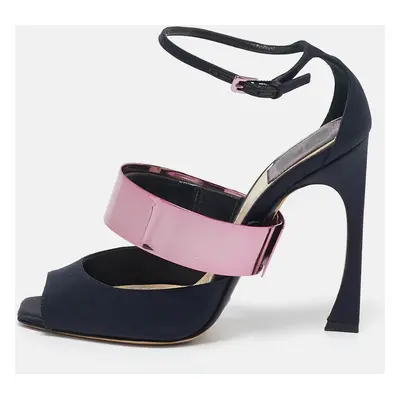 Dior Black Satin Ankle Strap Sandals Size