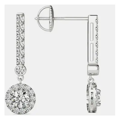 14K Gold Natural Diamond Dangle Halo Screw Back Earrings (3/4 Ctw)